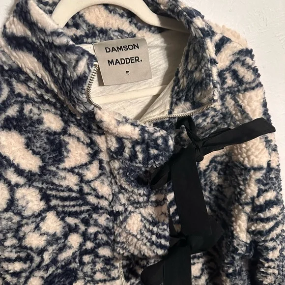 Damson Madder Ingrid Borg Bow Fleece Teddy Jacket - Picture 6 of 8